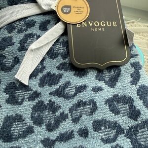 Envogue Home Leopard Print Towel Set Blue Cotton Bath Hand Tip Towels NWT